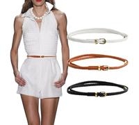 Ziyonix 3 Pezzi Cintura Intrecciata Sottile da Donna Elastica Cintura Pelle Elegante Cintura Regolabile Cintura Donna per Pantaloni Eleganti Jeans Abiti Vestito