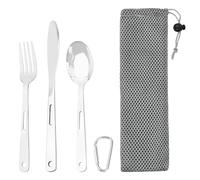 Ziyonix 3 Pezzi Posate da Viaggio, posate da Campeggio Portatili con Borsa Portaoggetti, Set di Posate Acciaio Inox con Coltello,Forchetta,Cucchiaio per Viaggi, Campeggio, Ufficio, Scuola