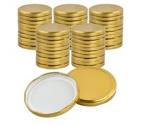 Ziyonix 50 Pezzi Capsule Twist Off per Barattoli In Vetro, Diametro mm.82 Tappi a Vite per Barattoli di Vetro Coperchi Per Vasi in Metallo con 6 Denti (Oro)