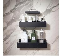 Ziyonix Mensola Doccia Senza Foratura 3 pezzi Mensola Doccia Antiruggine con Porta Sapone per Doccia Interna, Porta Shampoo Doccia da Appendere per Riporre Shampoo Prodotti, Accessori Bagno, Nero