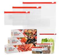 Ziyonix Sacchetti Freezer Riutilizzabili, 60PCS Sacchetti Congelatore Zip sacchetti per Congelatore per Alimenti Senza BPA Sacchetti Sandwich sacchetti Ermetici per Alimenti per Frutta, Verdura, Carne