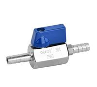 Ziyonix ValVoLa a Sfera in Acciaio Inox 304 Mini Valvola di Intercettazione Barb Mini Interruttore di Spegnimento Mini Valvola a Sfera Valvola a Sfera Barb per Acqua, Gas, Olio, Carburante (8 mm)