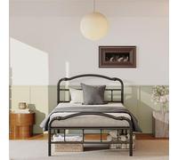 ZIYOO Struttura letto matrimoniale vintage in metallo da 35,5 cm, con testiera e pediera in stile vittoriano, design robusto della piattaforma, contenitore sotto il letto, senza bisogno di molle