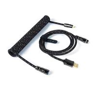 ZIYOU LANG & ATTACKSHARK C05 Cavo per tastiera a spirale personalizzato Connettore aviatore staccabile in rame CNC intrecciato a doppia manica 1,6M da USB-C a USB-A per tastiera/PC/telefono (Nero)