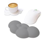 ZIYOU LANG Cloud - Poggiapolsi per mouse, poggiapolsi ergonomico con sottobicchiere, memory foam, base antiscivolo, sollievo dal dolore da digitazione, poggiapolsi per computer, laptop, mouse grigio
