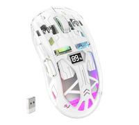 ZIYOU LANG × FREEWOLF Mouse Wireless RGB Trasparente Dual Mode 4000 DPI | 2.4G/Bluetooth, PixArt PAW3212, Ricaricabile 400mAh, 4000 DPI, 5 Livelli DPI, Livello Batteria Visibile, Ergonomico, Bianco