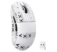 ZIYOU LANG×MAGIC-REFINER AJ199 Mouse Gaming Wireless Leggero, 49g Tri-Mode 2.4G/BT/Cavo, PixArt PAW3311, 24K DPI, 1000Hz, 600mAh Ricaricabile Mouse Gamer per PC/Mac/Laptop - Bianco con Grip Tape