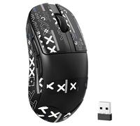 ZIYOU LANG×MAGIC-REFINER AJ199 Mouse Gaming Wireless Leggero, 49g Tri-Mode 2.4G/BT/Cavo, PixArt PAW3311, 24K DPI, 1000Hz, 600mAh Ricaricabile Mouse Gamer per PC/Mac/Laptop - Nero con Grip Tape