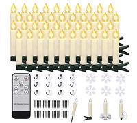 ZIYOUDOLI 40 candele LED per albero di Natale, candele natalizie senza fili con telecomando, timer, scintillanti, dimmerabili per albero di Natale, decorazione natalizia, matrimonio (40 pezzi)