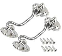 ZiYuya 2pcs Chiusura a gancio e occhiello in acciaio inox, gancio e chiavistello a occhiello, gancio porta, gancio per cancello della cabina, gancio blocca finestra chiusura per cancelli 3 inch