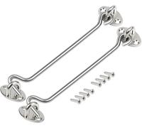 ZiYuya 2pcs Chiusura a gancio e occhiello in acciaio inox, gancio e chiavistello a occhiello, gancio porta, gancio per cancello della cabina, gancio blocca finestra chiusura 8 inch