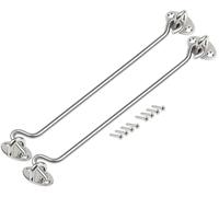 ZiYuya 2pcs Chiusura a gancio e occhiello in acciaio inox, gancio e chiavistello a occhiello, gancio porta, gancio per cancello della cabina, gancio blocca finestra chiusura per cancelli 10 inch