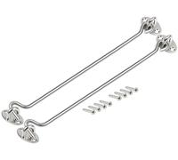 ZiYuya 2pcs Chiusura a gancio e occhiello in acciaio inox, gancio e chiavistello a occhiello, gancio porta, gancio per cancello della cabina, gancio blocca finestra chiusura per cancelli 12 inch