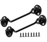 ZiYuya 2pcs gancio e chiavistello a occhiello, gancio porta in acciaio inox, gancio per cancello della cabina, gancio blocca gancio finestra chiusura con gancio e occhiello resistente gancio 6 Inch