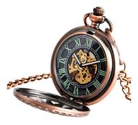 ZIYUYANG Orologio da tasca,Automatic mechanical self-winding retro hollow retro steampunk pocket watch for men and women