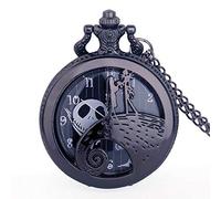 ZIYUYANG Orologio da tasca,Before the nightmare of the black flower case, Christmas hollow quartz pocket watches for men and women black