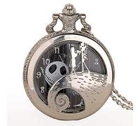 ZIYUYANG Orologio da tasca,Black Flower Case Steampunk Pocket Watch Christmas Hollow Quartz Pocket Watch Mens Womens silver