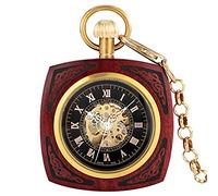 ZIYUYANG Orologio da tasca,Coverless Square Automatic Mechanical Pocket Watch Digital Black Dial Alloy Pendant Necklace Best Gift for Men and Ladies 1