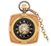 ZIYUYANG Orologio da tasca,Coverless Square Automatic Mechanical Pocket Watch Digital Black Dial Alloy Pendant Necklace Best Gift for Men and Ladies 2