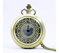 ZIYUYANG Orologio da tasca,Fashion Roman Style Hollow Quartz Pocket Watch Necklace Pendant Chain Watch Men's and Women's Gifts bronze