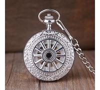 ZIYUYANG Orologio da tasca,Fashion silver steel hand wind mechanical pocket watch men's and women's gifts