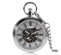 ZIYUYANG Orologio da tasca,orologio da tasca meccanico a carica automatica in argento con numeri romani è solo un orologio semplice e classico