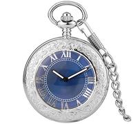 ZIYUYANG Orologio da tasca,Orologio da taschino steampunk meccanico automatico da uomo con quadrante grigio orologio a carica automatica retrò