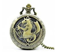 ZIYUYANG Orologio da tasca,Retro Fullmetal Alchemist Horse Clock Hollow Quartz Pocket Watch Chian Men Women's Gift Brown