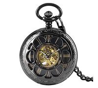 ZIYUYANG Orologio da tasca,Steampunk Carica manuale Meccanico Scheletro Hollow Analogico Orologio da tasca vintage Numeri romani Regali classici da uomo e da donna