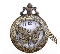 ZIYUYANG Orologio da tasca,Vintage Bronze Quartz Pocket Watch Butterfly Engraved Pocket Watch Unisex Pocket Watch Gift