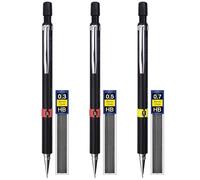 ZJCANGLIU 3 Pezzi Matita Meccanica,Matita Con Mina,Matite Meccaniche 0.7,Micromina 0,5,Matita a Mine,Mine,Matita Meccanica 0.5,Matita Mina 0.3,per Disegnare,Scrivere,Prendere Appunti(Nero)