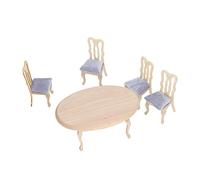 ZJchao 1:12 Sedie da Tavolo da Bambola Set di Mobili in Legno in Legno con 1 Tavolo 4 Sedie 4 Cuscini per il di Decorazione della Casa delle Bambole