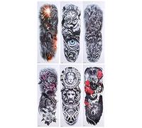 ZJchao 6 Fogli Tatuaggi Temporanei a Manica Piena Tatuaggi Impermeabili Tatuaggi Falsi Resistenti All'acqua Adesivi 3D Impermeabili per Uomini Donne con Design Realistico 170x480mm