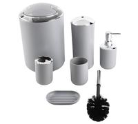 ZJchao 6 Pezzi Accessori per Bagno Impostare Doctocognico Dispenser di Sapone Liquid Dispenser Dispenser di Sapone Pompa con Pinne per Risciacquare la Spazzatura della Spazzola per (Colore del tè al