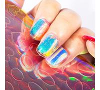 ZJchao Adesivi per Chiodi per Unghie Ice Cube Iridescent Symphony Olographic Olographic Nail Art Decoration per Festival Feste Manicure Fai - -te Cellophane Multi Color 10 Fogli (Colore assortito