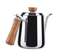 ZJchao Bollitore per caffè a Collo di Cigno in Acciaio Inossidabile con Manico in Legno, Beccuccio Lungo da 350 Ml Versato Sul Recipiente Antigoccia Preparazione di Precisione (600 ml)