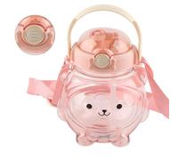 ZJchao Bottiglia D'acqua Grande 1000 Ml di Orso Bottiglia da Bere con Bottiglia D'acqua Portatile a Prova di Perdita di Cinturino con Paglia per Viaggi All'aperto in Ufficio (PINK)