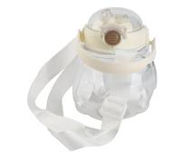 ZJchao Bottiglia D'acqua Grande 1000 Ml di Orso Bottiglia da Bere con Bottiglia D'acqua Portatile a Prova di Perdita di Cinturino con Paglia per Viaggi All'aperto in Ufficio (WHITE)