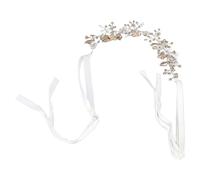 ZJchao Bridal Crystal Headband Wedding Tiara Pearl Hair Vine con Squisito Nastro Regolabile nel Design Fiore a Foglia per la Sposa Occasioni Speciali (GOLD)