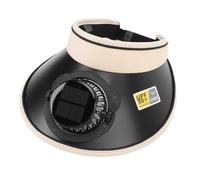 ZJchao Cappello Ventola Solare Unisex Largo Cappello Visiera Esterno Brimo con Direzione del Regolabile a 360 ° e Controllo della velocità (Bordi Kaki Nera)