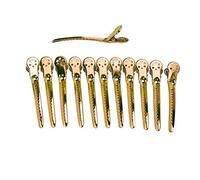 ZJchao Clamp/Holder a Becco d'anatra 12 Pezzi per Acconciature, Spille Salone in Acciaio per Acconciature e Uso Barbiere (GOLD)