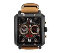 ZJchao Cronografo Analogico Orologio Meccanico Orologio da Uomo con 30 M di Acqua e Cinghia in Pelle PU per Occasioni Formali e Informali (Dia quadrante nero marrone)