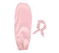 ZJchao Cuffia per Dormire 2 in 1, Cuffia per Capelli Donna con Elastico Elastico, vestibilità Universale per Capelli Lunghi e Ricci, Seta Artificiale Rosa