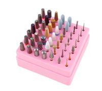 ZJchao Custodia Porta Punte per Trapano per Unghie Organizer per Punte per Trapano per Manicure Portatile 49 Fori Copertura Trasparente in ABS Rosa con Protezione Antispruzzo per Uso