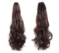 ZJchao Estensione Coda di Cavallo, Elegante e Senza Sforzo Lunghezza 56 Cm Parrucca Lunga Ondulata con il Nostro Fermaglio per Coda di Cavallo Donna Clamp/Holder per di Nelle Estensioni con (SH884)