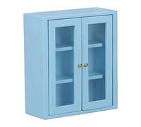 ZJchao Gabinetto da Parete della Casa delle Bambole, 1:12 Decorazione in Scala in Legno Accessori per la Casa delle Bambole in Legno per Soggiorno per Bagno (BLUE)