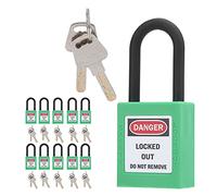 ZJchao Lock Out Tag Out Serrature e Chiavi, Lucchetto di Sicurezza 10 Set 38 Mm/1,5 Pollici Isolamento Tecnico di Sicurezza Serrature di Blocco Antipolvere con Design a Guscio Integrato per la (GREEN)
