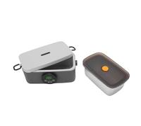 ZJchao Lunchbox Riscaldato in Acciaio Inossidabile, Scaldavivande Elettrico, Lunchbox Portatile Senza Fili da 40 W per Lavoratori Adulti Viaggiare in Auto da Ufficio All'aperto