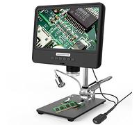 ZJchao Microscopio Digitale LCD 8,5 Pollici 5x-1200x Ingranditore 1080p Fammi di Saldatura HD con Supporto Regolabile e 10 Luci a LED per L'ispezione dei Gioielli di Riparazione (con batteria)