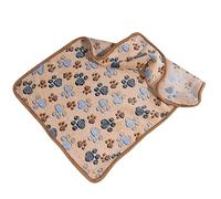 ZJchao Morbida e Calda Coperta Lavabile per Animali Domestici per Cani e Gatti - Coperta Portatile con Simpatico Motivo a Impronte per Casa e Viaggio, Caffè, XL (M)